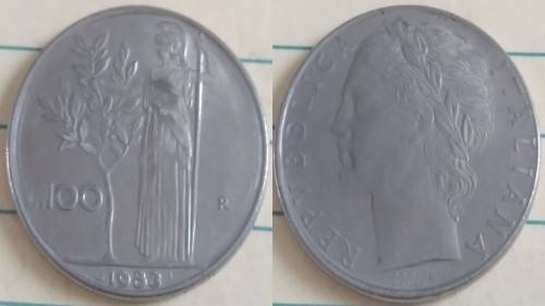 1983 R - Italy - 100 Lire -  Large Type - Goddess Minerva - Demonetised Feb 2002 -Acmonital