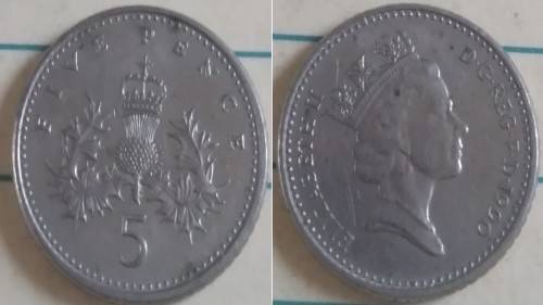 1990 - UK - 5 Pence - ER 11 - Demonetised Dec 1990 -Copper-nickel