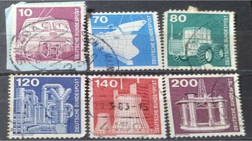 1975 - Germany  - Deutsche Bondespost - 10 + 70 + 80 + 120 + 140 + 200 - Industry & Technology