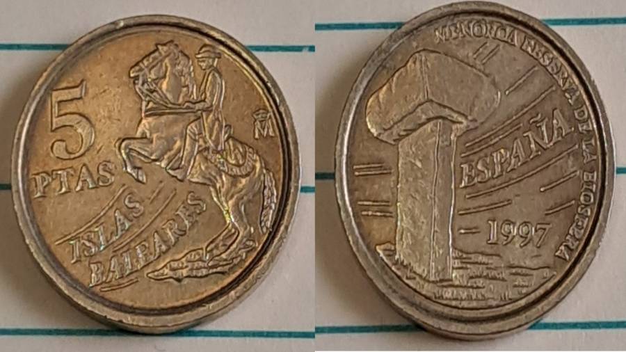 1997 - Spain - 5 - Circulating commemorative coin - Demonetised Feb 2002 - Aluminium bronze