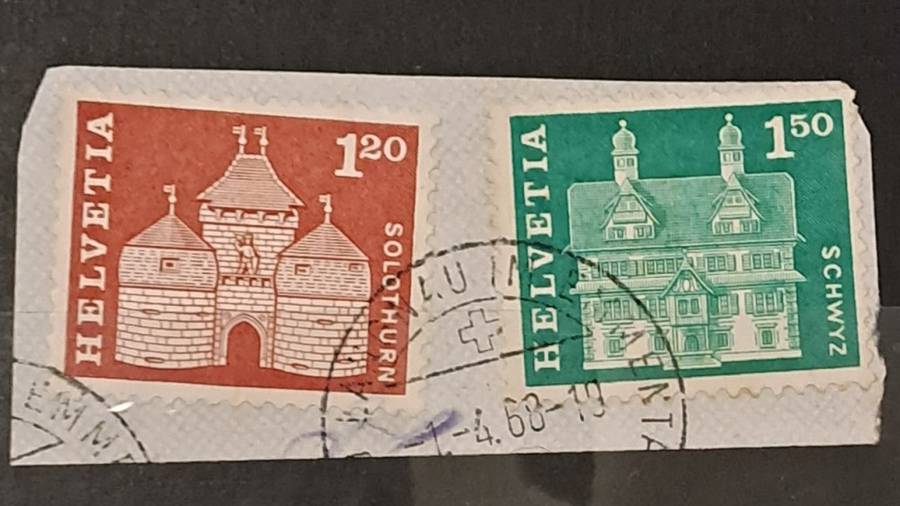 1960 - Switzerland - Postmark Klingnau - 1.20 + 1.50 - Solothurn + Schwyz