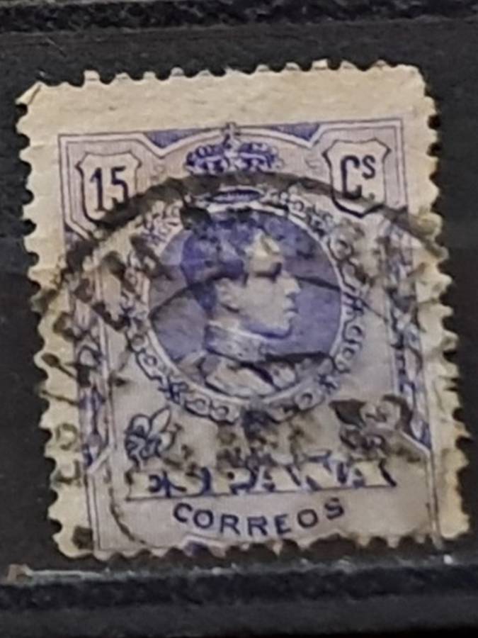 1909-1917 - Spain - 15 - King Alfonso XIII - Blue Control Number on Backside