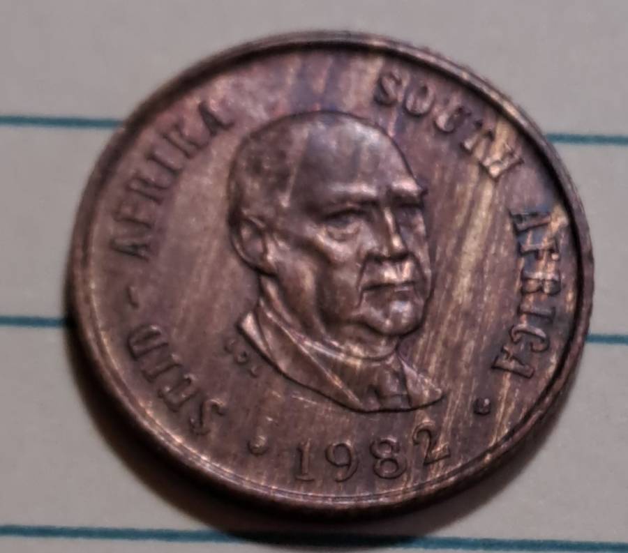1982 - SA  - 1 Cent Error Coin - Circulating commemorative coin: Balthazar Johannes Vorster -  AU/UN