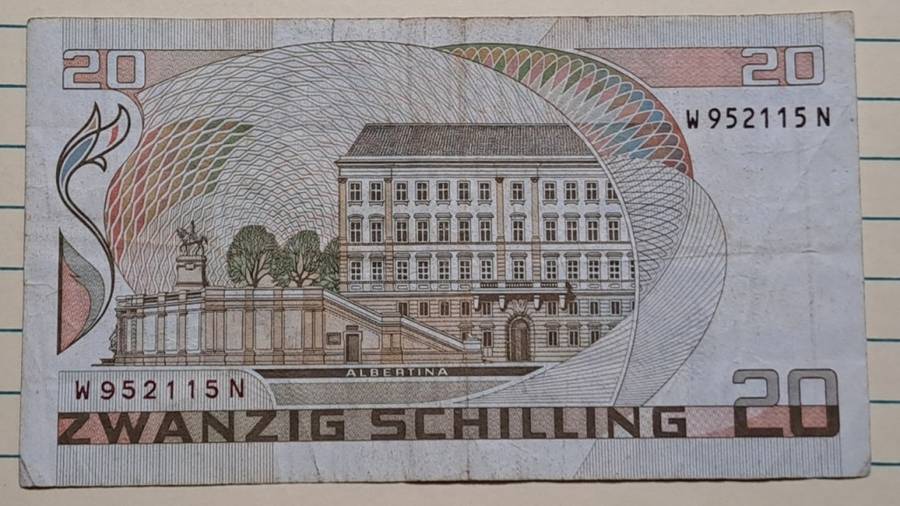 1986 - Austria  - 20 Schilling  - Demonetised - Feb 2002 - W952115 N