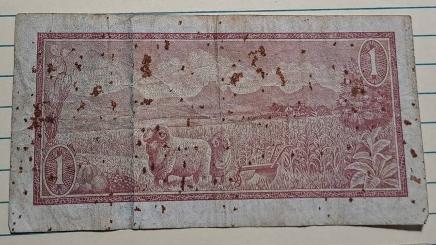 1975 - One Rand/Een Rand -  B560 068336 -  TW de Jongh 3rd Issue -  Demonetised -  Yes - Watermark -