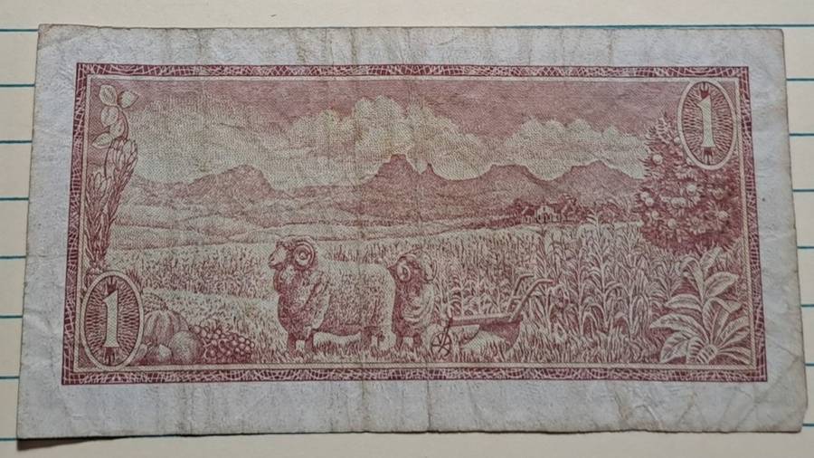 1975 - One Rand/Een Rand -  B364 261298 -  TW de Jongh 3rd Issue -  Demonetised -  Yes - Watermark -