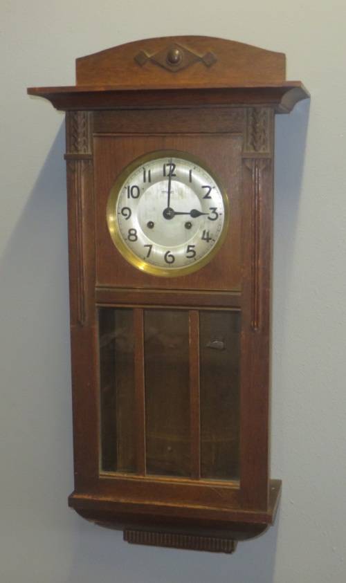 Stunning Oak Wall Clock Made by STRAND ** Very old Piece**