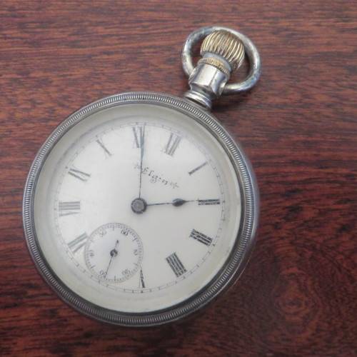 Large Sterling Silver ELGIN Pocket Watch ** 58mm Excluding Crown**