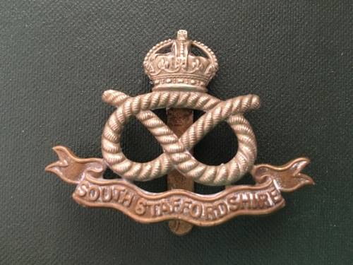 South Staffordshire Bi-Metal Cap Badge** 55mm x 42mm
