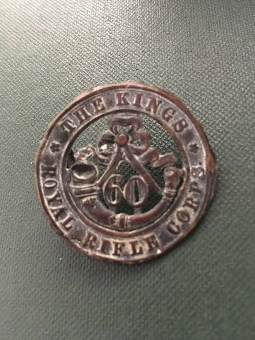 The Kings Royal Rifle Corps badge** 38mm in diameter*