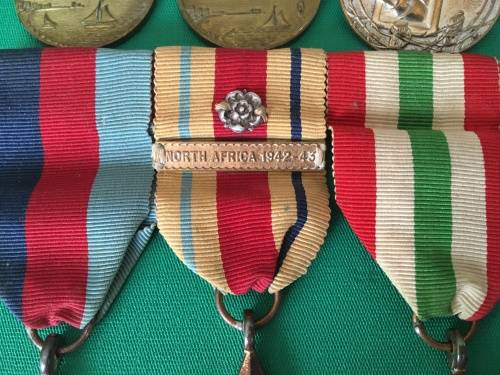 WW2 medal Group to - 82558 K.J De Bruin with Africa Star + Rosette and North Africa Clasp**