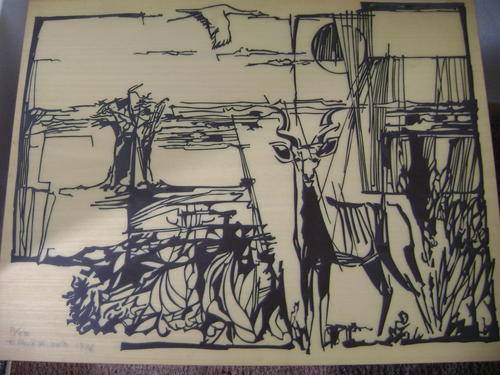 ERNEST DE JONG - WOODBLOCK ETCHING edition 16/50 DATED 1976.