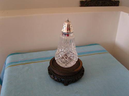 Stuart Crystal Caster sugar shaker with plated lid