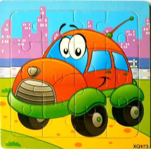 Car - Cute Kids Wooden Puzzles - 16 pieces - fun toys and games for children