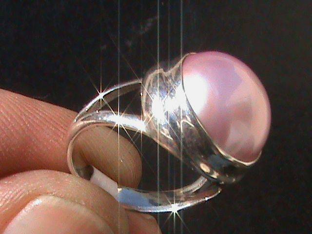 PINK MABE PEARL RING IN STERLING SILVER...SIZE Q