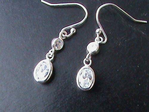 STERLING SILVER HOOK EARINGS WITH WHITE CUBIC ZIRCONIAZ