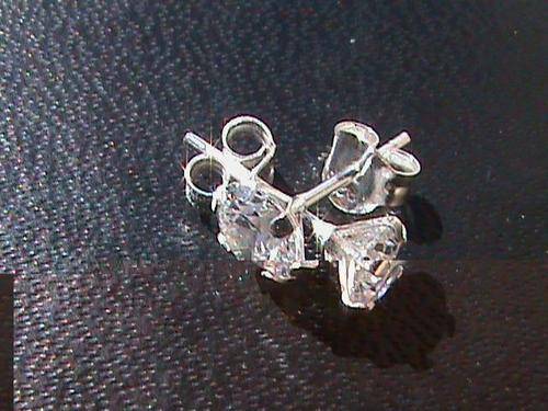 STERLING SILVER WHITE CUBIC ZIRCONIA STUD EARRINGS...