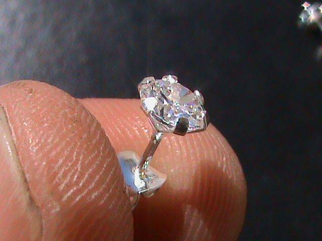 STERLING SILVER WHITE CUBIC ZIRCONIA STUD EARRINGS!