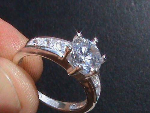 STERLING SILVER ENGAGEMENT RING,  SIZE P 1/2