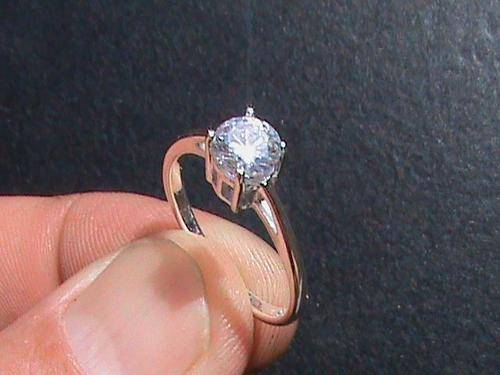 SOLID STERLING SILVER SOLITAIRE CUBIC ZIRCONIA RING...SIZE...N