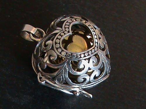 LARGE HEART STERLING SILVER HARMONY BELL........MYSTIC BELL PENDANT