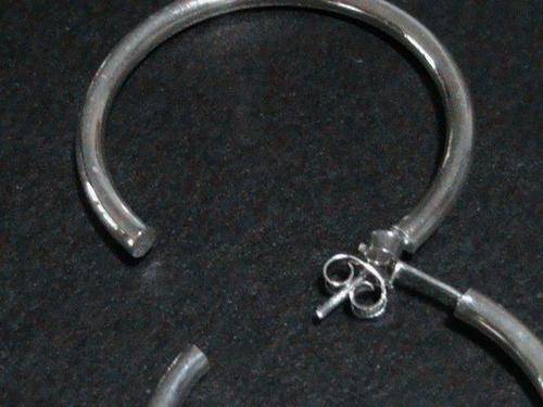 LARGE STERLING SILVER HOOP STUD EARRINGS