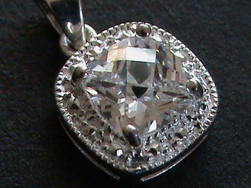 STERLING SILVER PENDANT, SET WITH WHITE CZ STONE