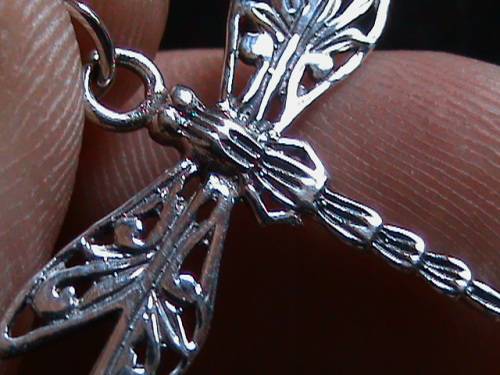 SOLID STERLING SILVER DRAGON FLY PENDANT