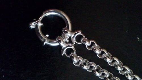 SOLID STERLING SILVER ROLO CHAIN . 50 CM LONG . SALE PRICE !!!