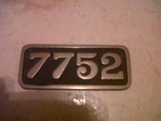 LOCO NUMBER 7752 PLATE 60MM X 25MM