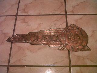 ROVOS RAIL PRIDE OF AFRICA COPPER PLATE HAND MADE 530MM X 190MM