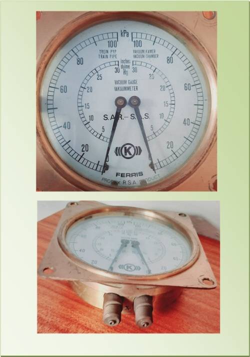 ANTIQUE FERRIS S.A.R  S.A.S TRAIN PIPE VACUUM GAUGE