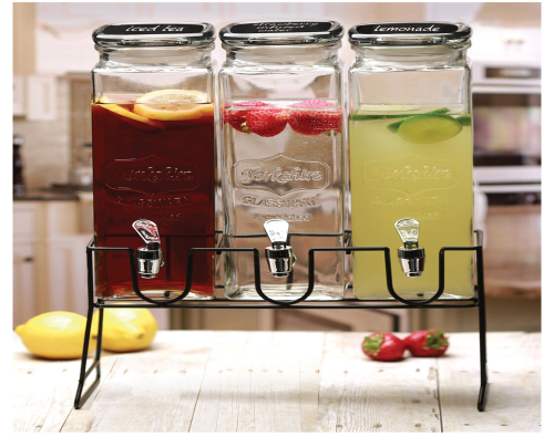 New Four (4) Piece Triple 16 Litre Jar Bevarage Dispenser with Stand  - Ready To Ship Items
