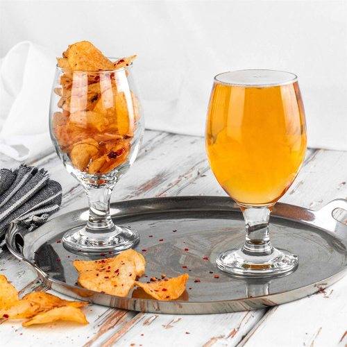 6 Piece Clear Classy Stemmed Craft Beer and Ale Glass Set