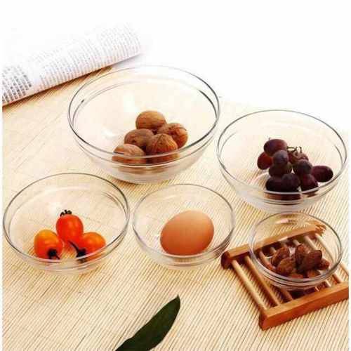 5 Piece Glass Food Storage Bowl Set - Random Colour Despatch
