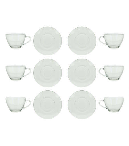 12 Piece Glass Tea Cup and Saucer Set