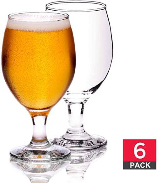6 Piece Clear Classy Stemmed Craft Beer and Ale Glass Set