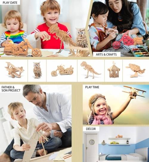 108 Piece Educational DIY Motorcycle Woodcraft Construction Puzzle Kit