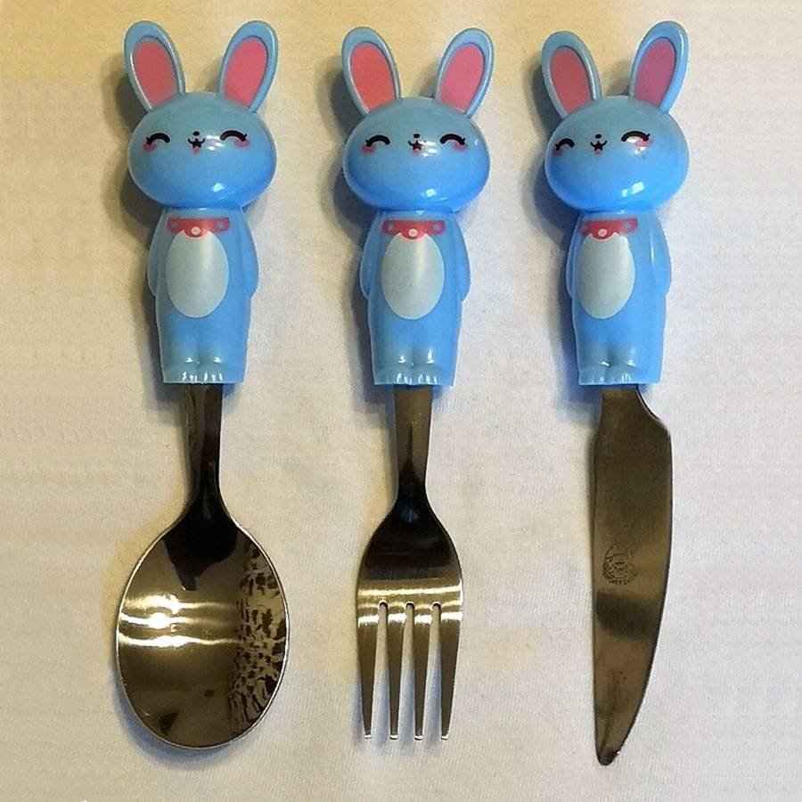 Set of 3 Stainless Steel & Plastic Handle Children Cutlery