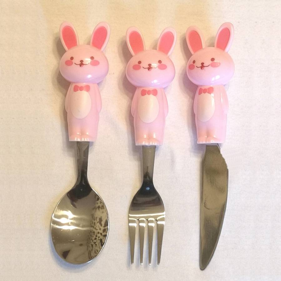 Set of 3 Stainless Steel & Plastic Handle Children Cutlery