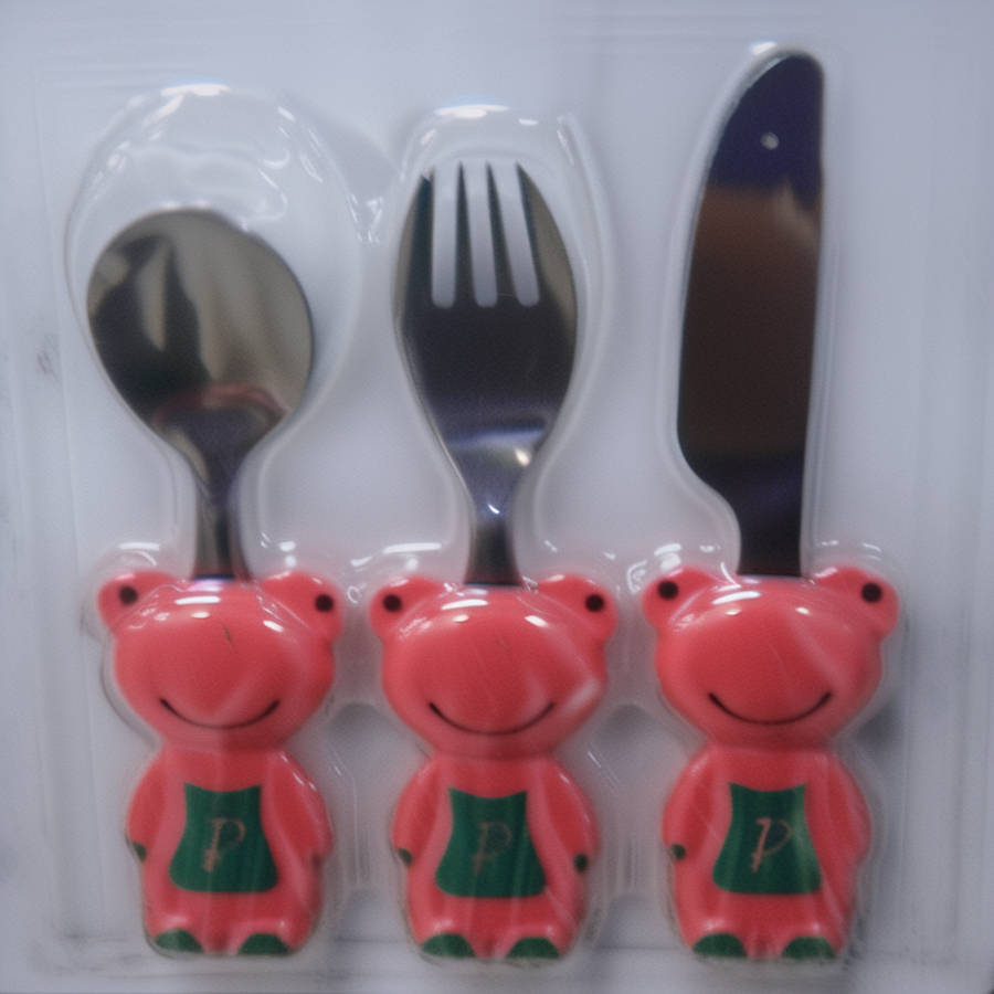 Set of 3 Stainless Steel & Plastic Handle Children Cutlery