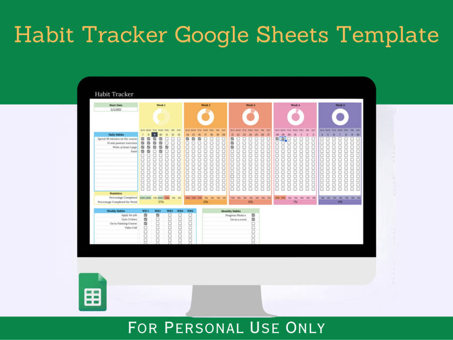 Habit Tracker with Instruction and Months Tabs - Google Sheets Template