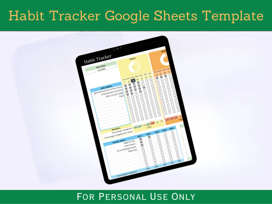 Habit Tracker with Instruction and Months Tabs - Google Sheets Template