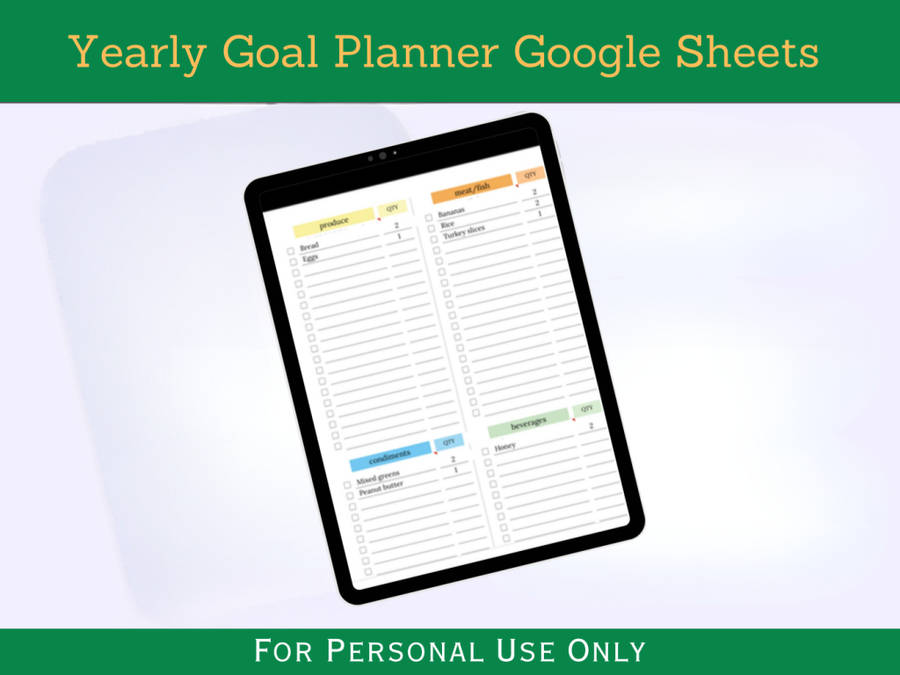 Yearly Goal Planner with Instruction Tab - Google Sheets Template