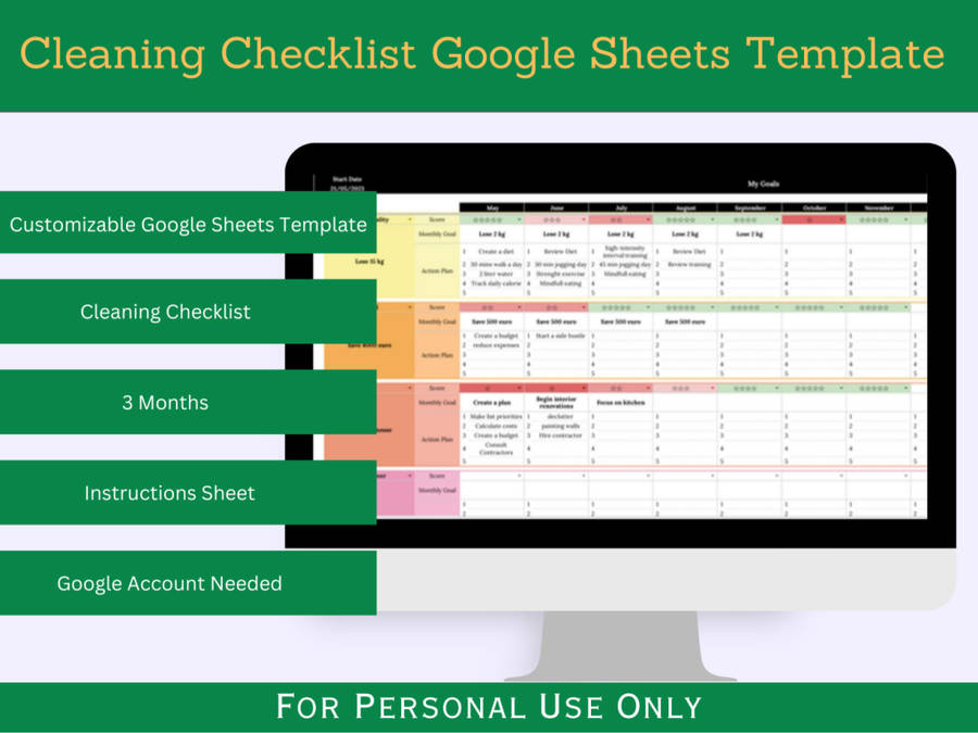 Cleaning Checklist with Instruction Tab - Google Sheets Template