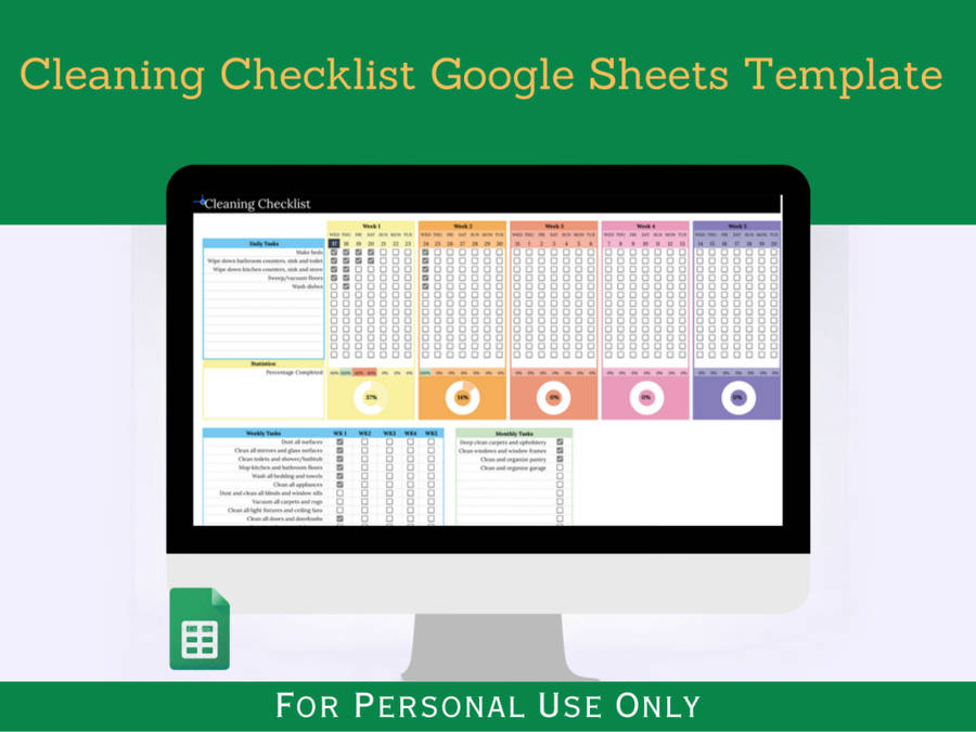 Cleaning Checklist with Instruction Tab - Google Sheets Template