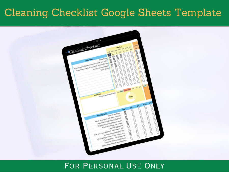 Cleaning Checklist with Instruction Tab - Google Sheets Template