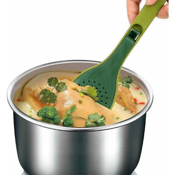 Green Long Hangle Silicone Spice and Herb Flavour Infusing Spoon with Herb Stripper