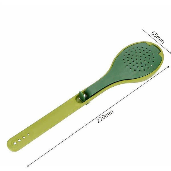Green Long Hangle Silicone Spice and Herb Flavour Infusing Spoon with Herb Stripper