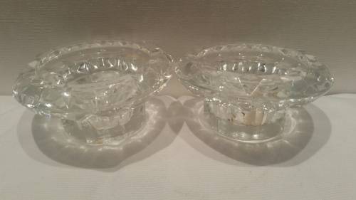 A Pair of French Glass Candle Stick Holders